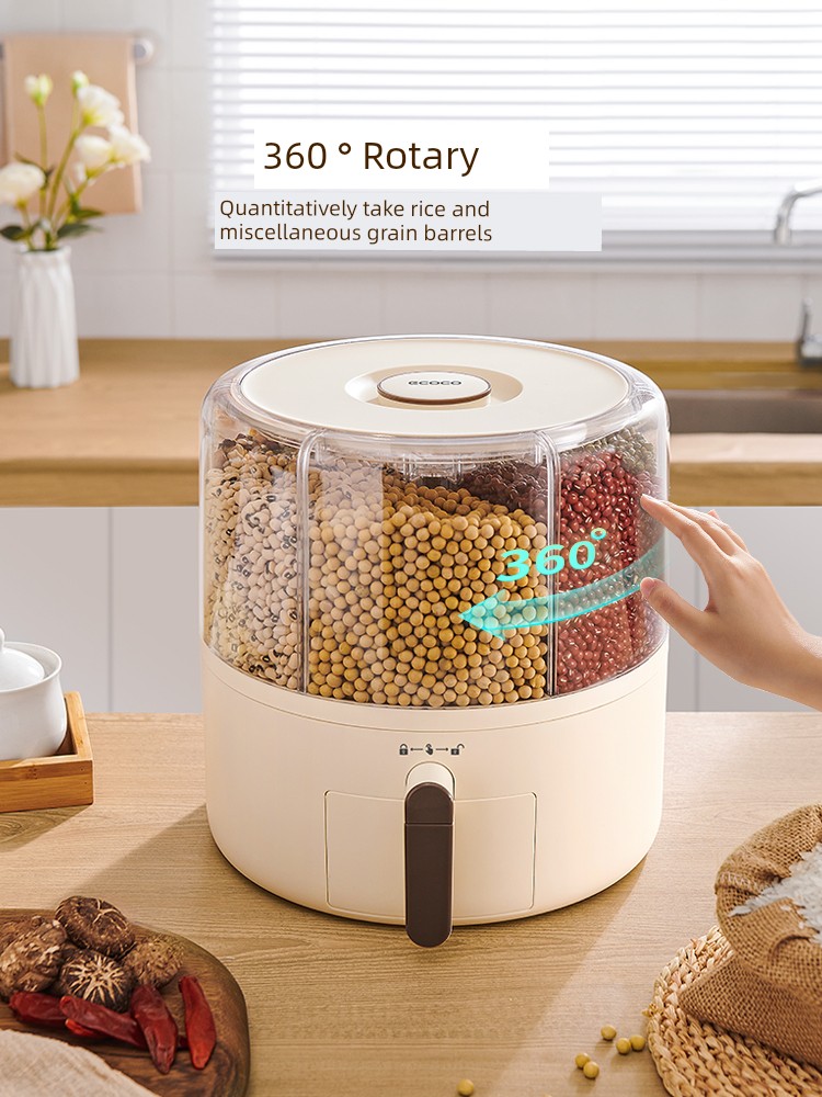 Cereals Storage Box Rotatable Sub-Pack M Bucket Insect-Proof Moisture-Proof Sealed For Home Separated Rice Storage Box Rice Pot