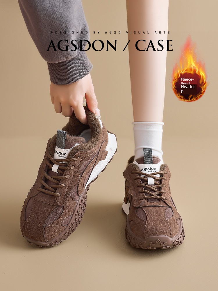 Augusto Fleece-lined Cortez Female 2024 New Arrival Autumn and Winter Thick Sole Show Feet Small Burst Brown Casual Sneaker
