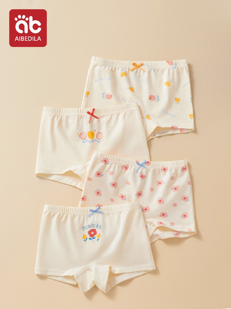 Girl Underwear Kids Baby Girl Baby Girl Pure Cotton Boyshorts Little Girl Four Corners 100% Antibacterial Baby Cotton