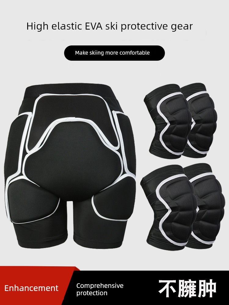 Ski Protection Hip Cushion Adult Single and Double Board Wear Butt Protection Knee Pad Skating Anti-Fall Pants Protective Gear Men and Women Full Set Instrument