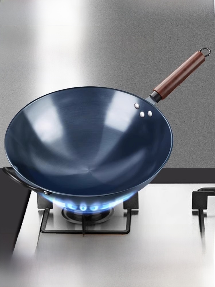 Round Bottom Handmade Old-Fashioned Uncoated Gas Stove Iron Pot