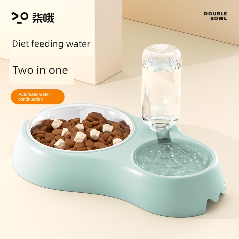 Dog Bowl Pet Dog Basin Cat Bowl Double Bowl Automatic Drinking Dog Water Bowl Dog Food Bowl Anti-Tumble Cat Supplies Complete Collection