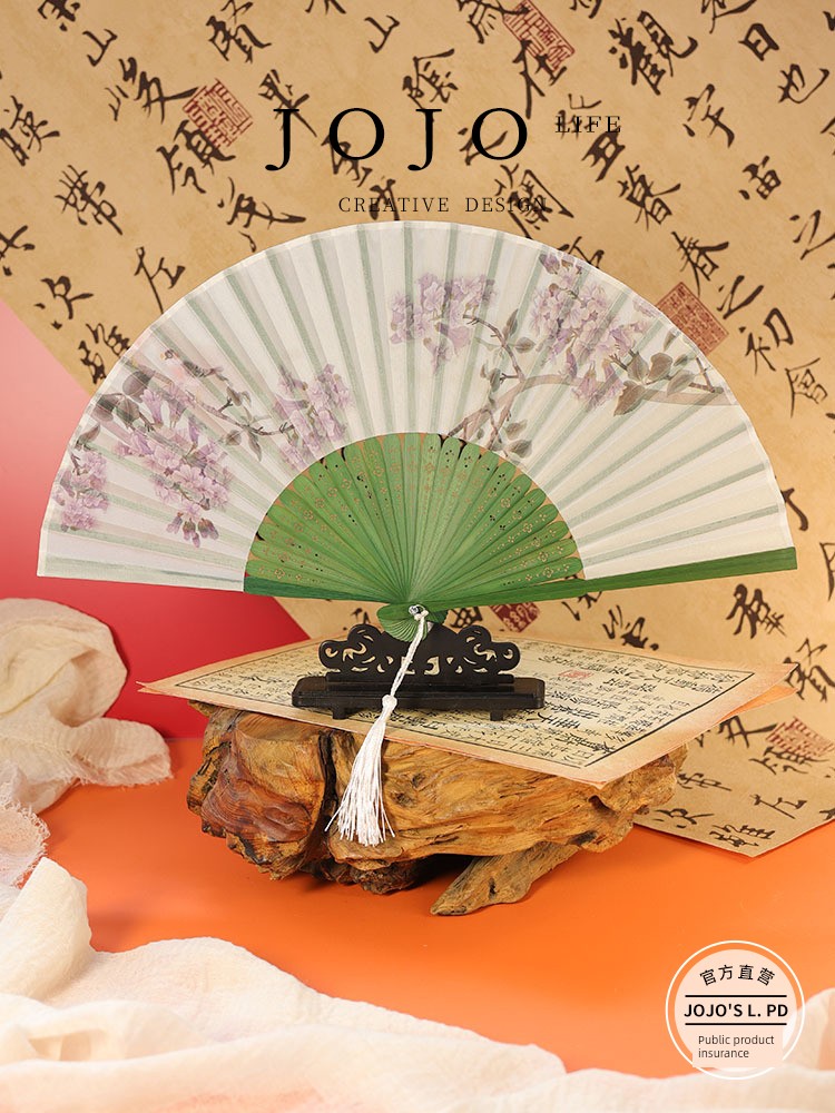 Jojo's L. Pd. Mr. Grocery. Summer New Chinese Style Chinese Ancient Style Folding Fan Archaic Folding Fan | Qingqing