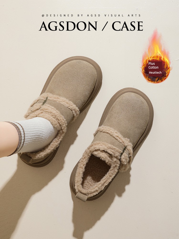Augusto Fleece-Lined Platform Birkenstock Women's 2024 New Arrival Fall and Winter Snow Boots Pregnant Women's Cotton-Padded Shoes Fur Birkenstock Shoes