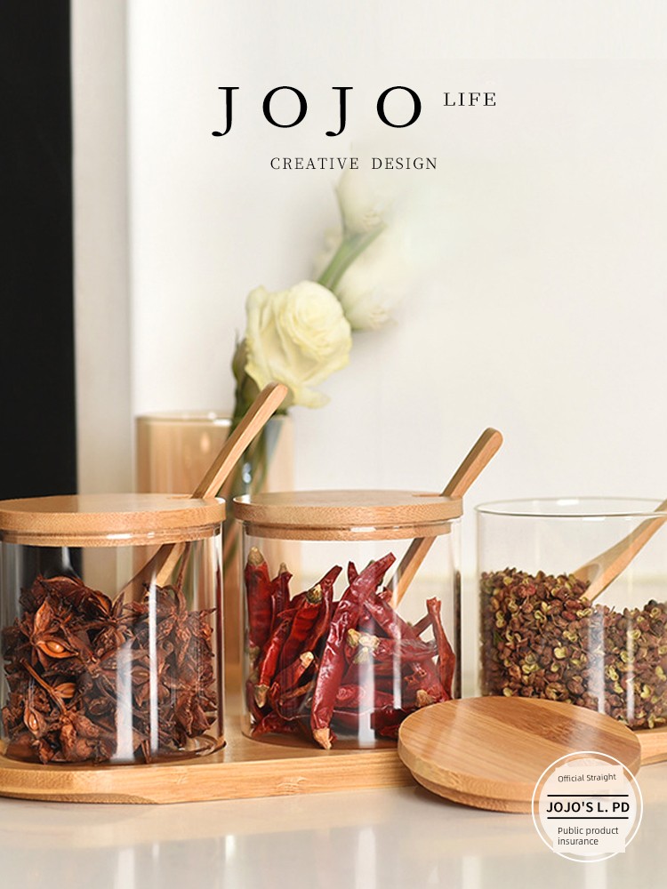 Jojo's L. Pd. Si. Seasoning Glass Storage Box Home Combination Seasoning Containers Vinegarette | Ring