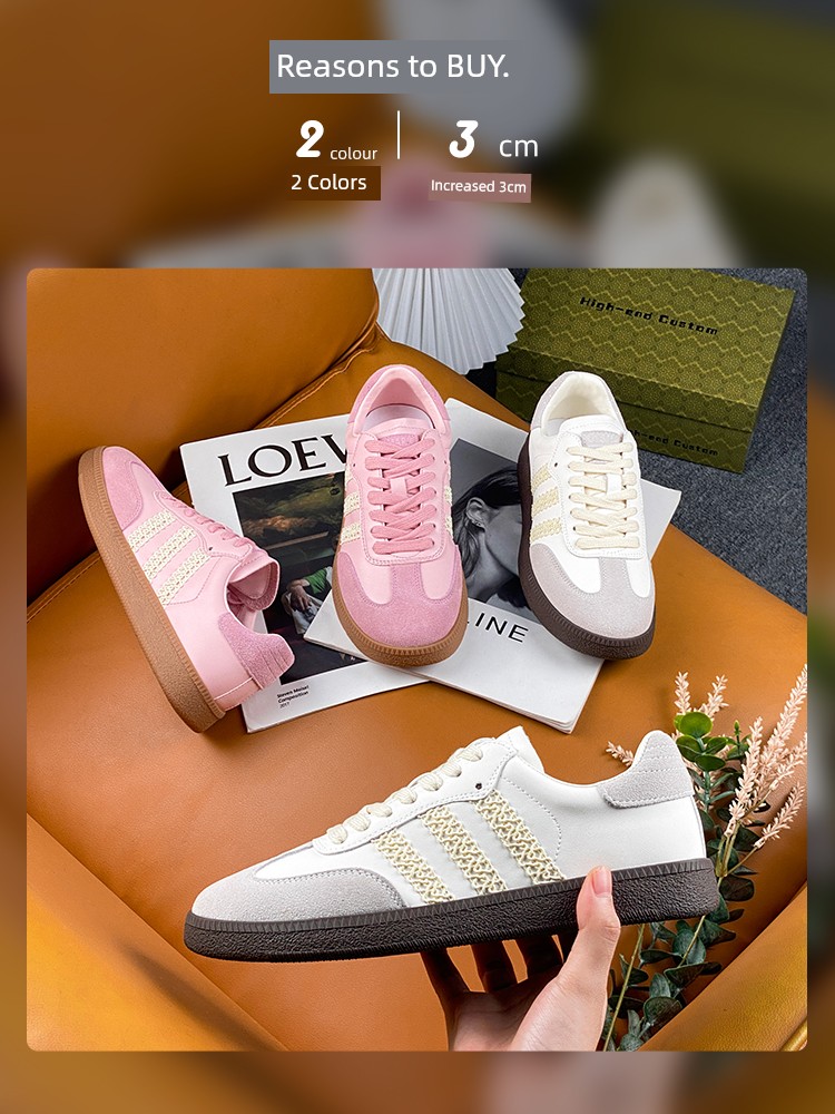 Pink Ballet Training Shoes Women's Flat Summer Breathable Cortez Three Bars Lace Edge Soft Bottom Women Shoes