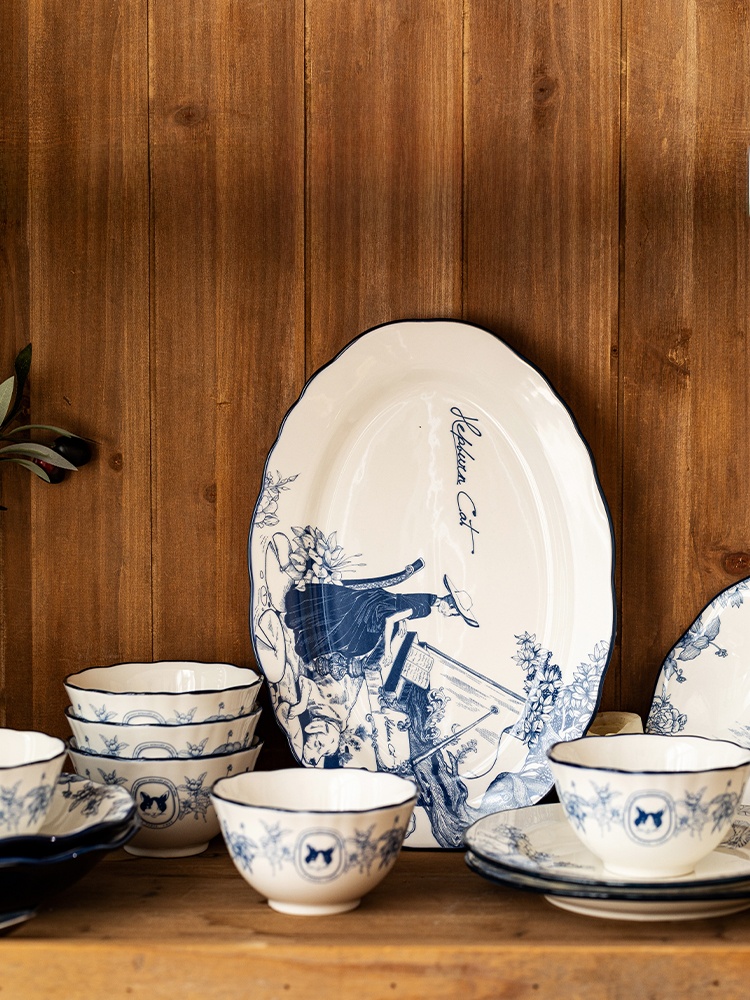 [Modern Housewife & Hepburn Cat Joint Name] Ceramic Cutlery Bowl Sets Plate Fancy Gift Box Housewarming Gift