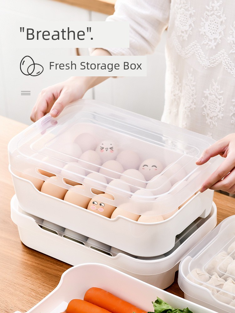 Egg Storage Box Refrigerator Food Grade Fresh-Keeping Box Kitchen Storage Handy Gadget Storage Egg Holder Tray