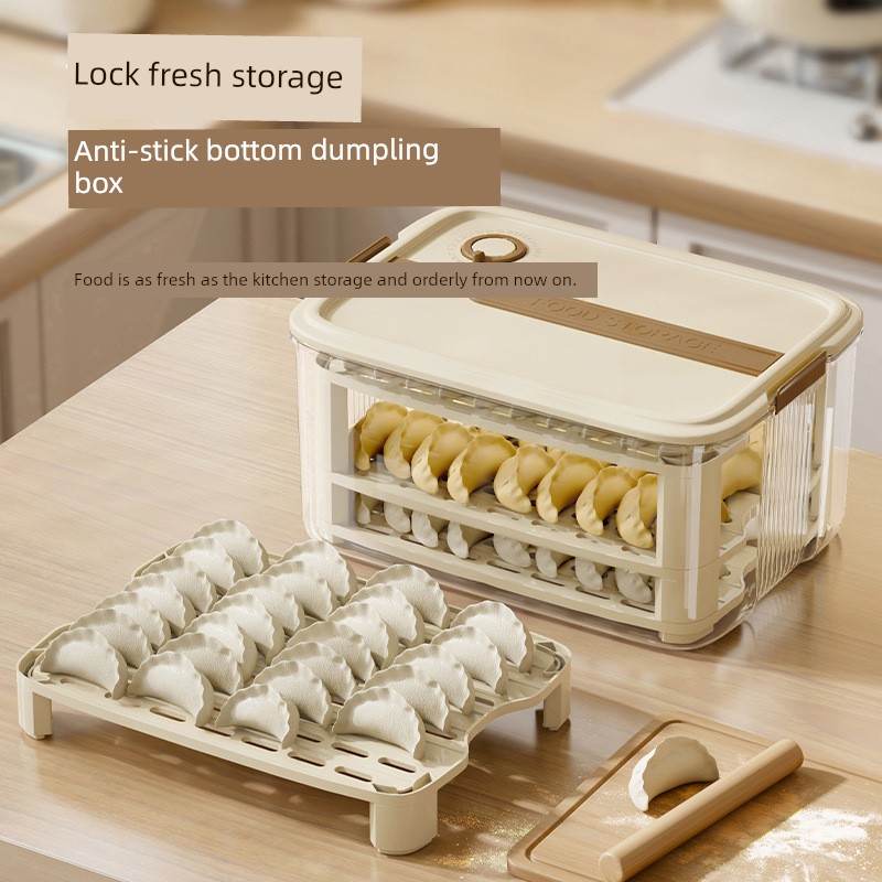 Large Capacity Multi-Layer Crisper Dumplings Box For Home Food Grade Refrigerator Freezing Storage Box Sealed Plastic Cold Storage Box