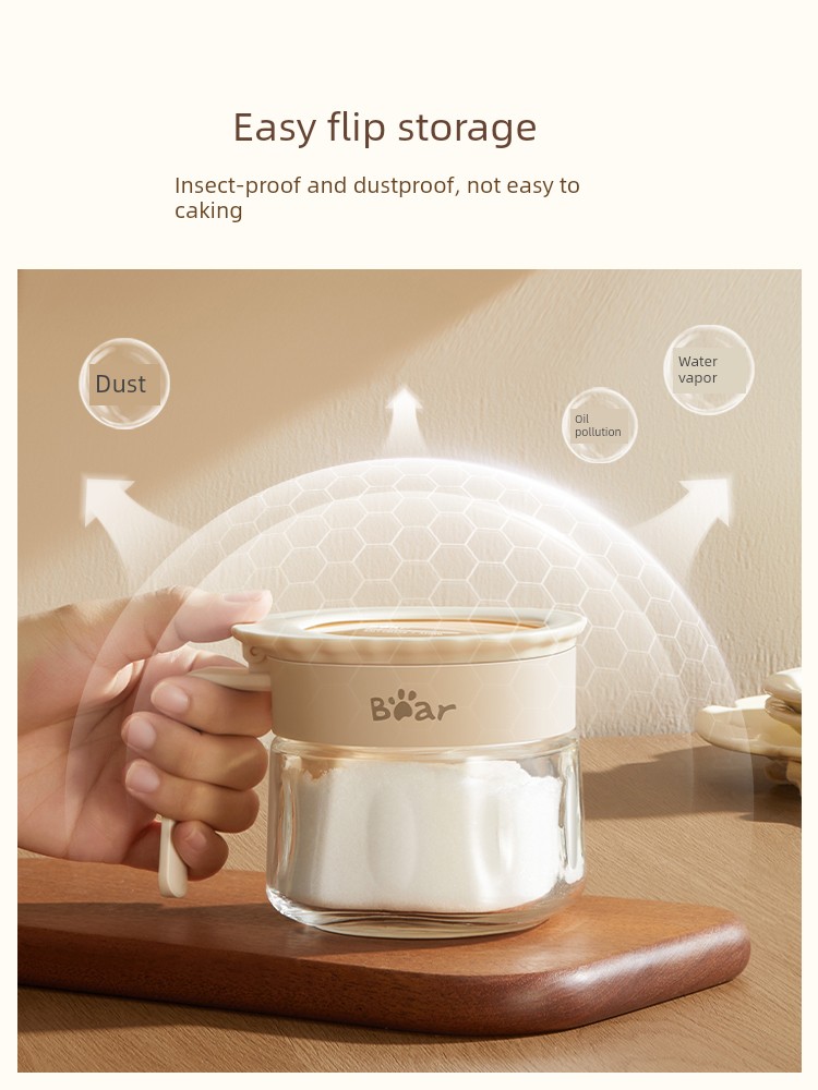 Bear Seasoning Jar Salt Jar Seasoning Can Glass Sealed Can New Homehold Moisture-Proof Tank Seasoning Storage Bottle