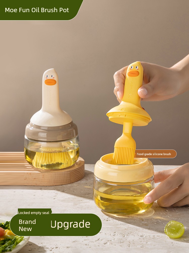 Oil Brush Oil Bottle Integrated Glass For Home High Temperature Resistant Edible Silicon Barbecue Brush Kitchen Baking Pancake Brush
