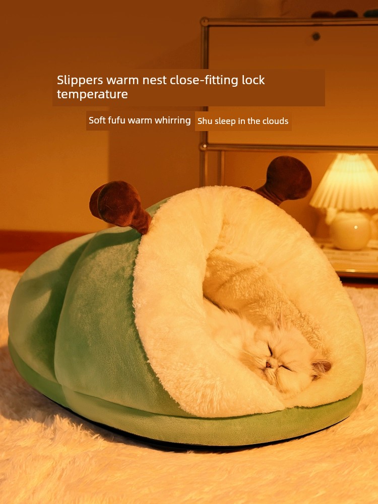 Cat Nest Winter Heattech Semi-Enclosed Cat Sleep Slippers Nest Winter Cat Bed All Year Round Neutral Kennel Supplies