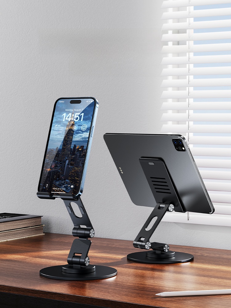 Xiaotian Mobile Desktop Stand Tablet iPad Mobile Phone Stand Adjustable Adjustable 360 Degrees Rotate Lazy Holder Universal Neutral Aluminum Alloy Table Portable Foldable a Wire Fence Class Shelf