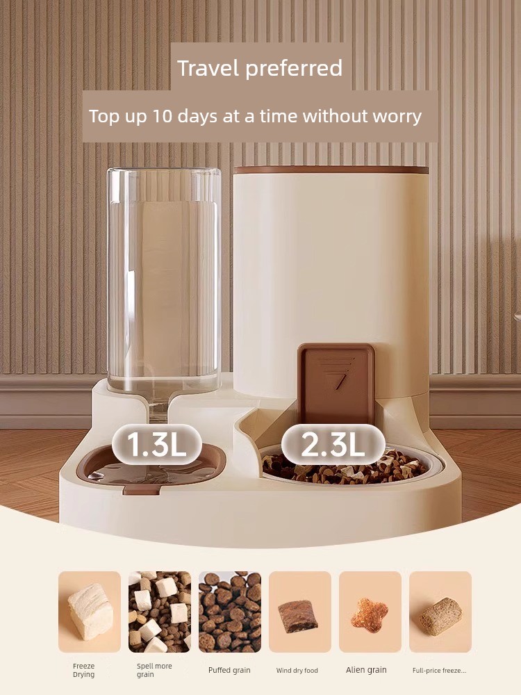 Automatic Pet Feeder One-Piece Non-Plug-in Drinking Cat