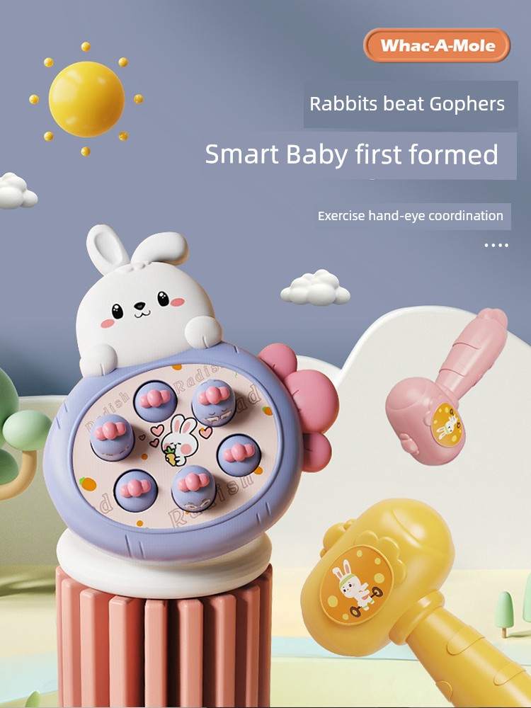 Kids Cartoon Fun Happy Rabbit Whac-a-Mole Light Cute Pet with Music Game Tapping Machine Baby Toy