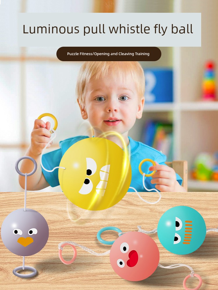 Luminous Drawstring Flywheel Children's Nostalgia Boy Whistle Ball Educational Creative Toys Rotate Flash Hot Wheel Gyro