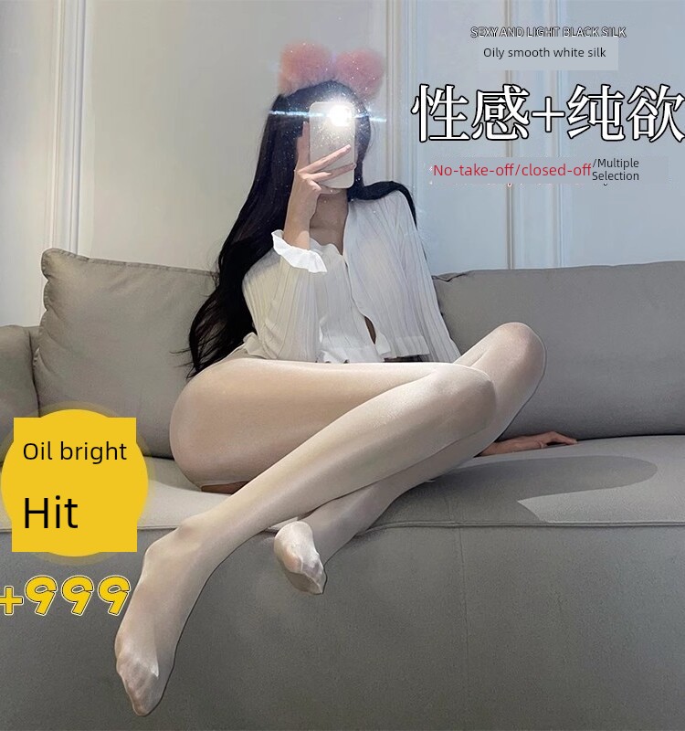 Shiny Stockings Super Delicate Horse Oil Slim Looking Autumn Water Light Socks Shiny Black Silk Aurora Leg Beauty Young Adult Stockings White Silk