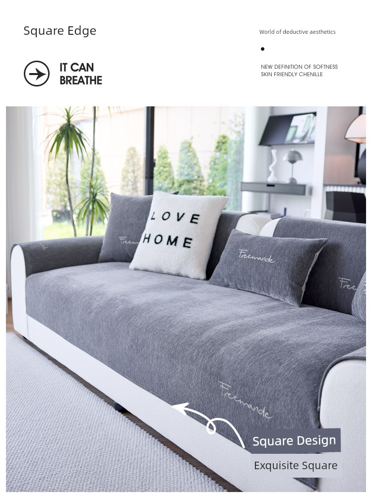 Chenille Sofa Cushion Towel All Year Round Neutral 2025 New Arrival Non-Slip Sofa Cover Light Luxury and Simplicity Straight Row Cushion