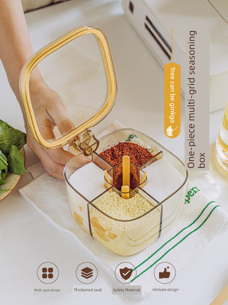 Tree Can Be Ginkgo Integrated Multi-Grid Spice Box Kitchen For Home Large Seasoning Seasoning Jar Spice Seasoning Special Storage Box