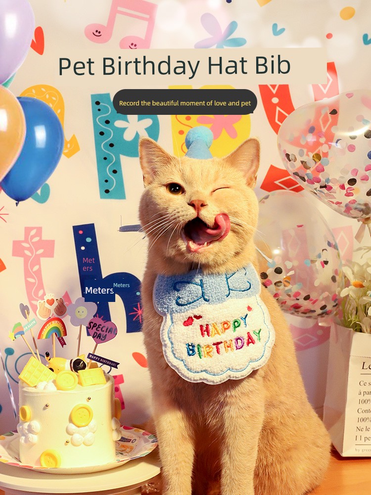 Pet Cat Dog Party Birthday Hat Bib Cat Puppy Hat Saliva Towel Cute Dress up Decoration Headdress
