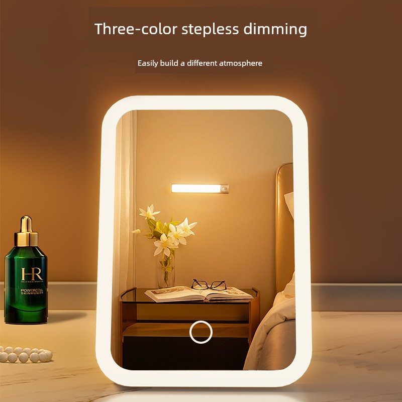 Led Desktop Smart Makeup Mirror with Light Girl Bedroom Dressing Table Mirror Student Dormitory Desktop Ins Dressing Mirror