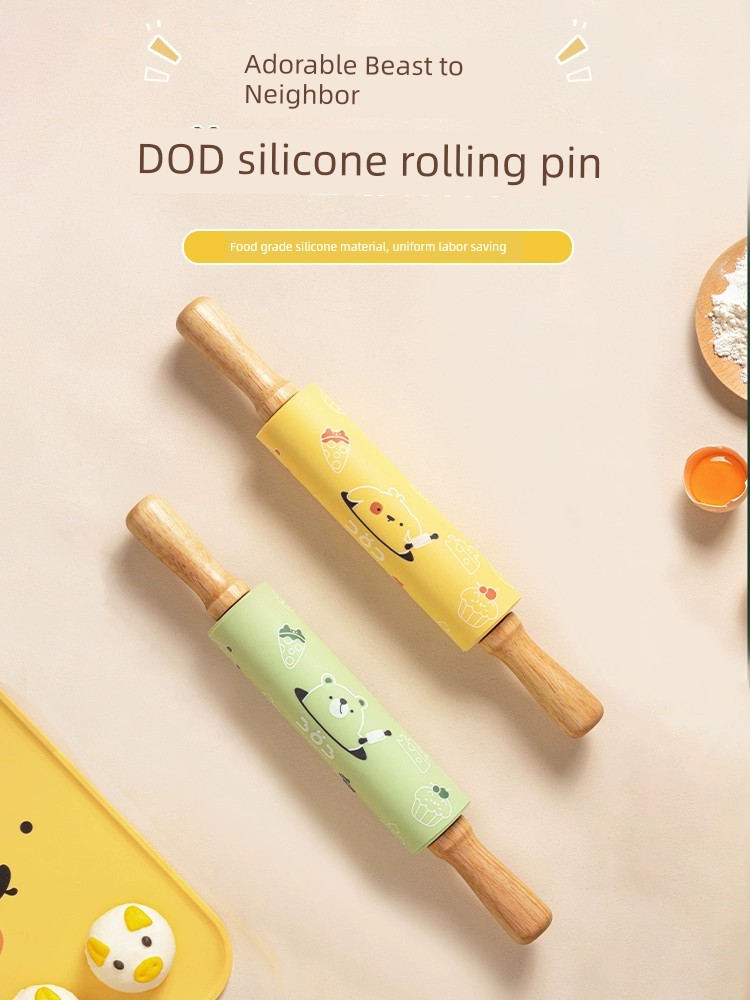 Rolling Pin and Dough Rolling Pad Baking at Home Making Dumpling Wrapper Non-Stick Handy Gadget Solid Wood Bar Rolling Pin Large Three-Piece Set