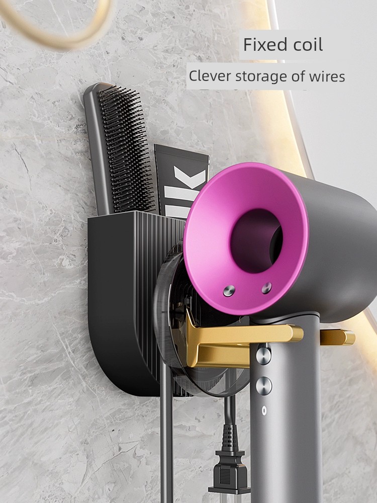 Hair Dryer Rack Punch-Free Toothbrush Holder in Bathroom Integrated Bathroom Hair Dryer Bracket Rack Home Wall Mount