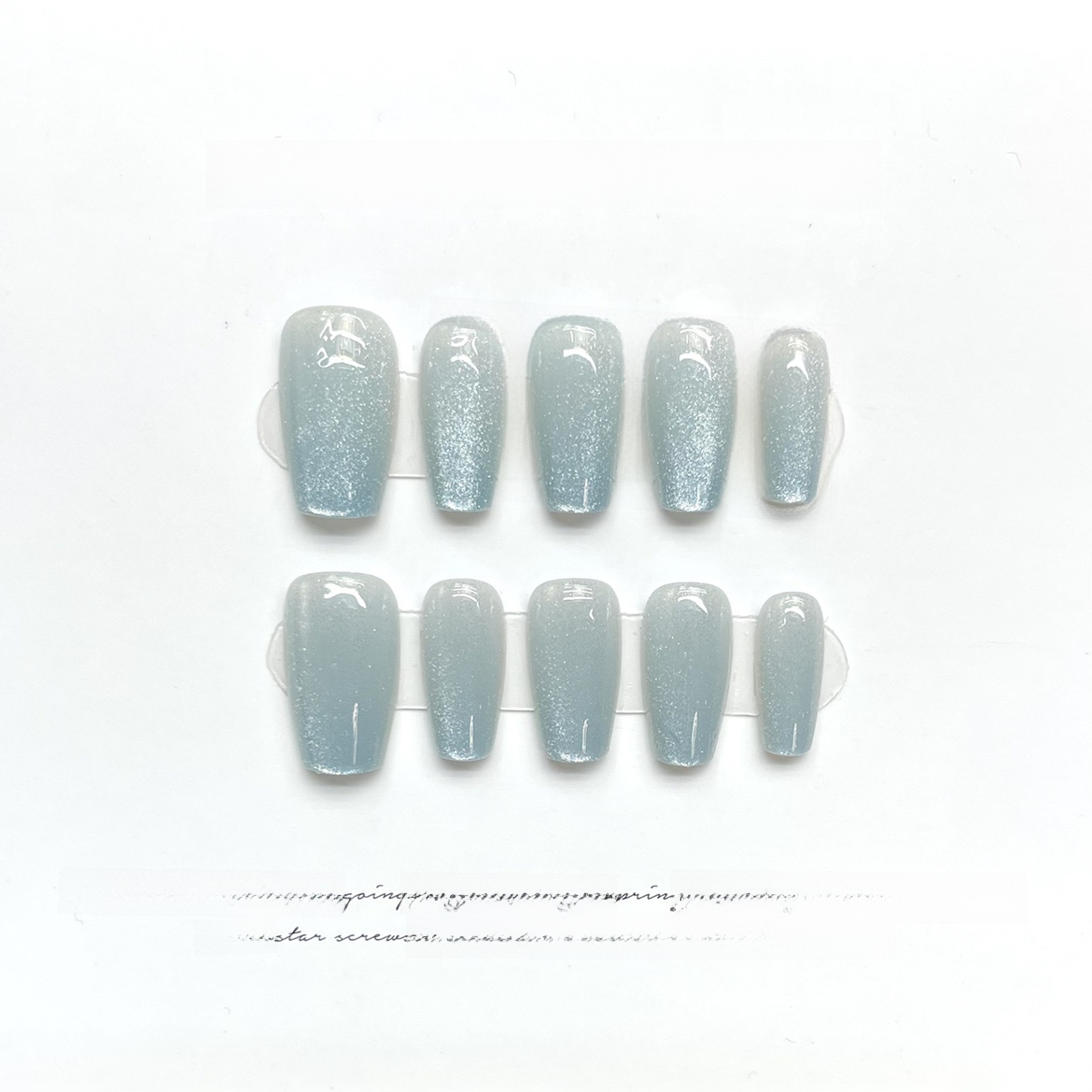 [Original Real Shot] Cool Summer Fairy Dream Sea Salt Ice Blue Cat Eye Handmade Wear Nail Patch Manicure