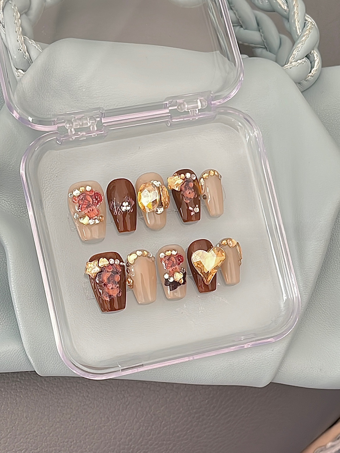 Maillard Bear Baby Fall and Winter New Arrival Fancy Cute Bear Handmade Wear Nail Manicure Fake Nails