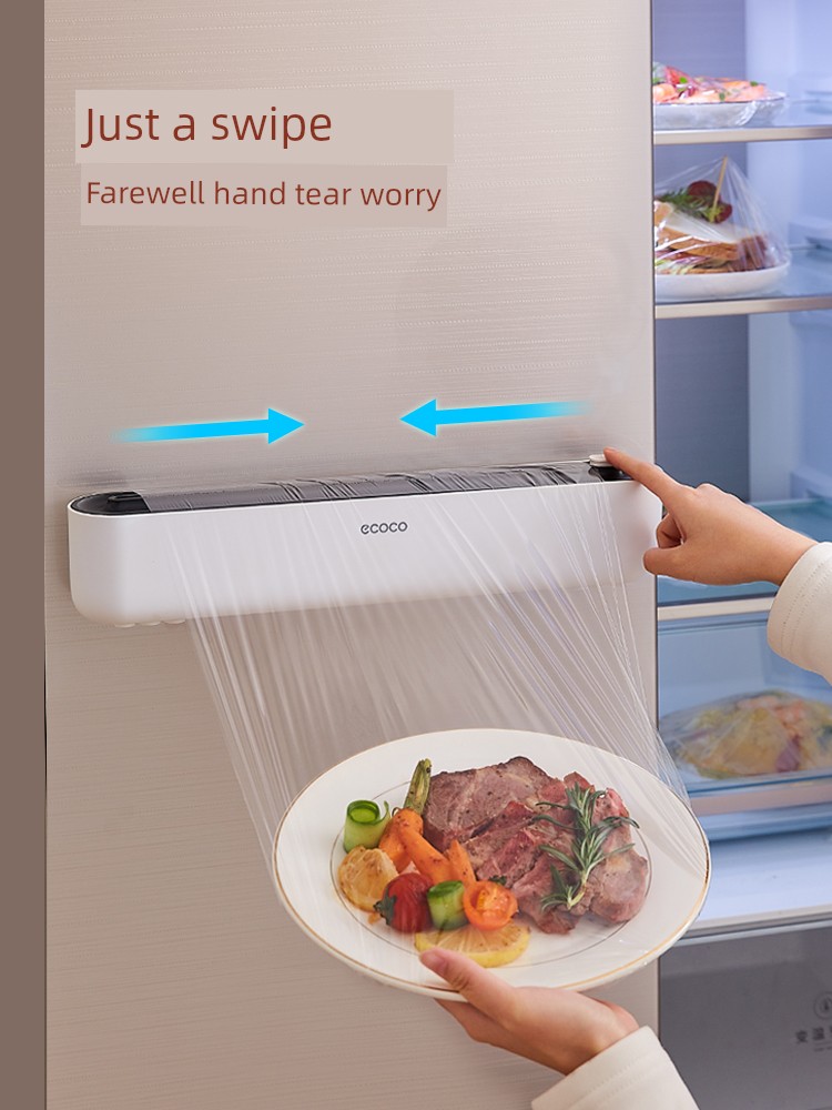 Plastic Wrap Cutter Kitchen Disposable Food Grade Freshness Protection Package Large Roll Home Wall-Mounted Slip Knife Refrigerator Handy Gadget