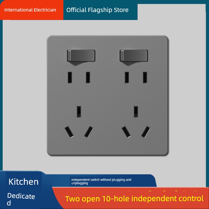 86-Type One-Opening Eight-Hole Switch Socket Panel Multi-Functional 1-Opening Eight-Hole with Switch Multi-Purpose Six-Hole Second Section Ten-Hole