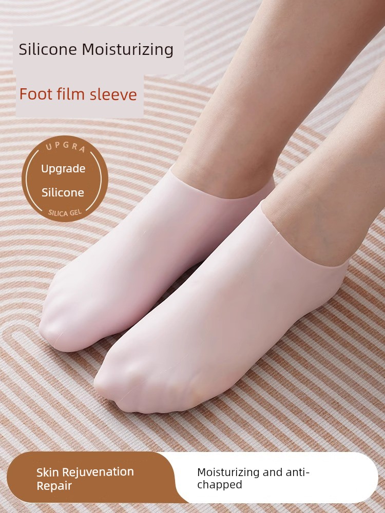 Heel Sleeve Soft Silicone Foot Cover Socks Anti-Chapped Feet Heel Foot Film Cover Moisturizing Foot Protection Anti-Crack Socks Women