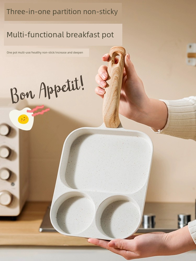 Jie'an Xi Three-in-One Breakfast Pot Egg Hamburger Pan Frying Pan For Home Non-Stick Steak Frying Pan Convenient Omelet Tool