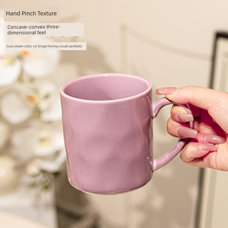 Purple Mug Ceramic Cup Good-looking Couple Drinking Cup For Home Large-Capacity Water Cup Girls' Office