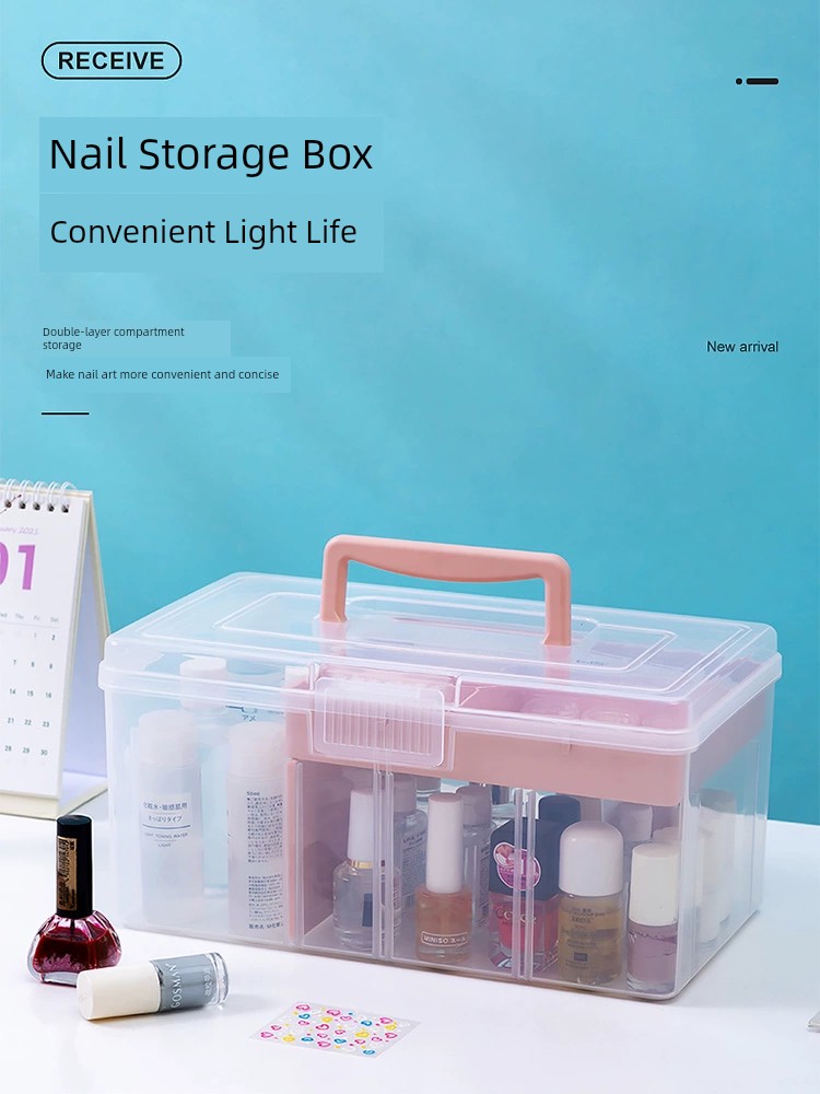 Manicure Storage Box Tools Cosmetic Accessories Box Desktop Small Sundries Large Capacity Nail Salon Lipstick Rectangular