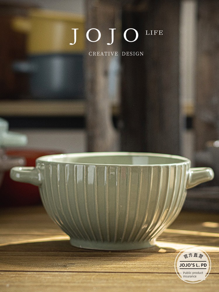 Jojo's L. Pd. TAI. Ceramic Bowl Noodle Bowl Tableware Yogurt Bowl Double-Ear Bowl round Soup Bowl | Yaotai