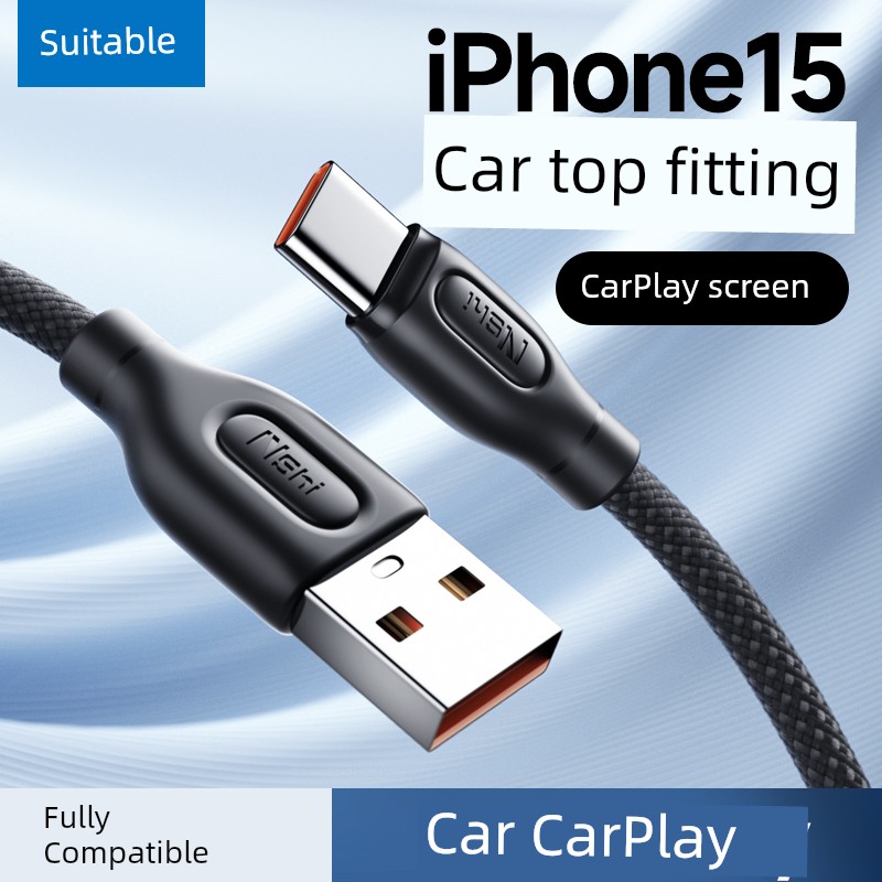 Applicable USB to Typec for Apple Iphone15 Charger Tpyec Mobile Phone Data Cable C- Port Car Fast Charge 15promax Car Charger CarPlay Long PD Tablet iPad