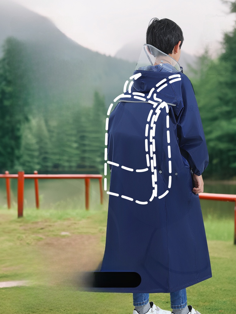 Junior High School Student with Schoolbag Waterproof Hiking Kids Raincoat
