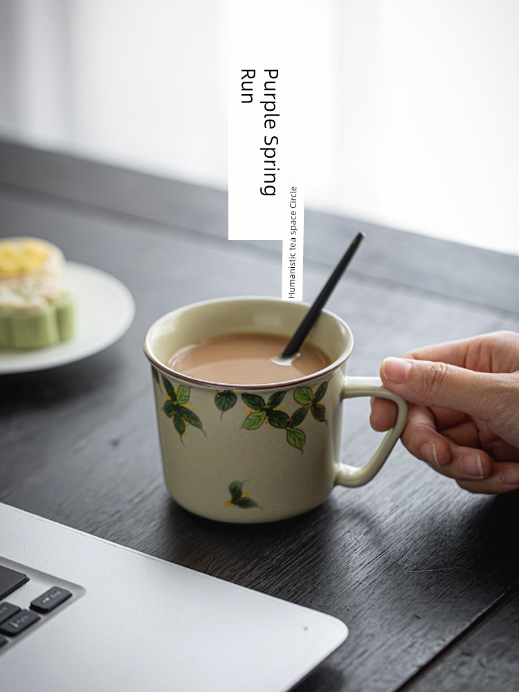 Jojo's L. Pd. Ziquan Jian. Hand Painted Osmanthus Tea Cup Ceramic with Handle Hot-Proof Water Cup | Meisheng