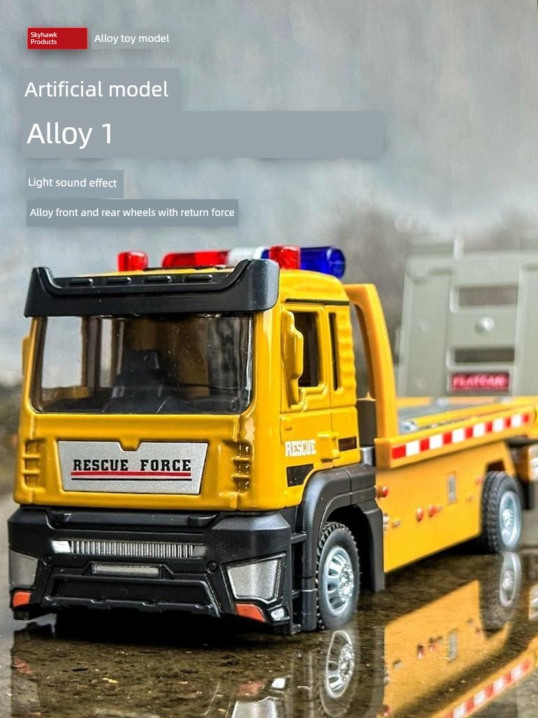 Large Alloy Trailer Toy Boy Road Recovery Vehicle Flat Truck Crane Engineering Car Kids Truck