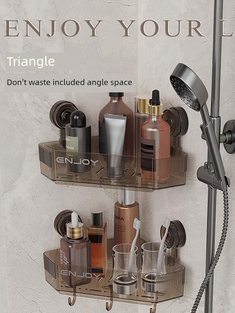 Suction Cup Transparent Hook Storage Rack Bathroom Punch-Free Multifunctional Wall Mount Bathroom Sink Wall Mounted Storage Rack
