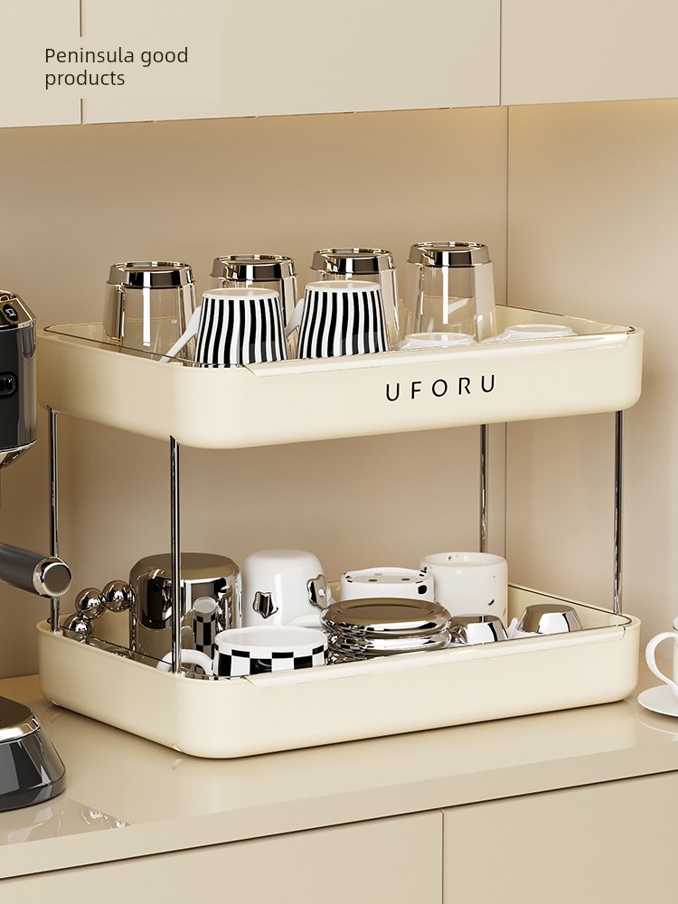 Storage Rack Tray Dining Table Double-Layer Draining Cup