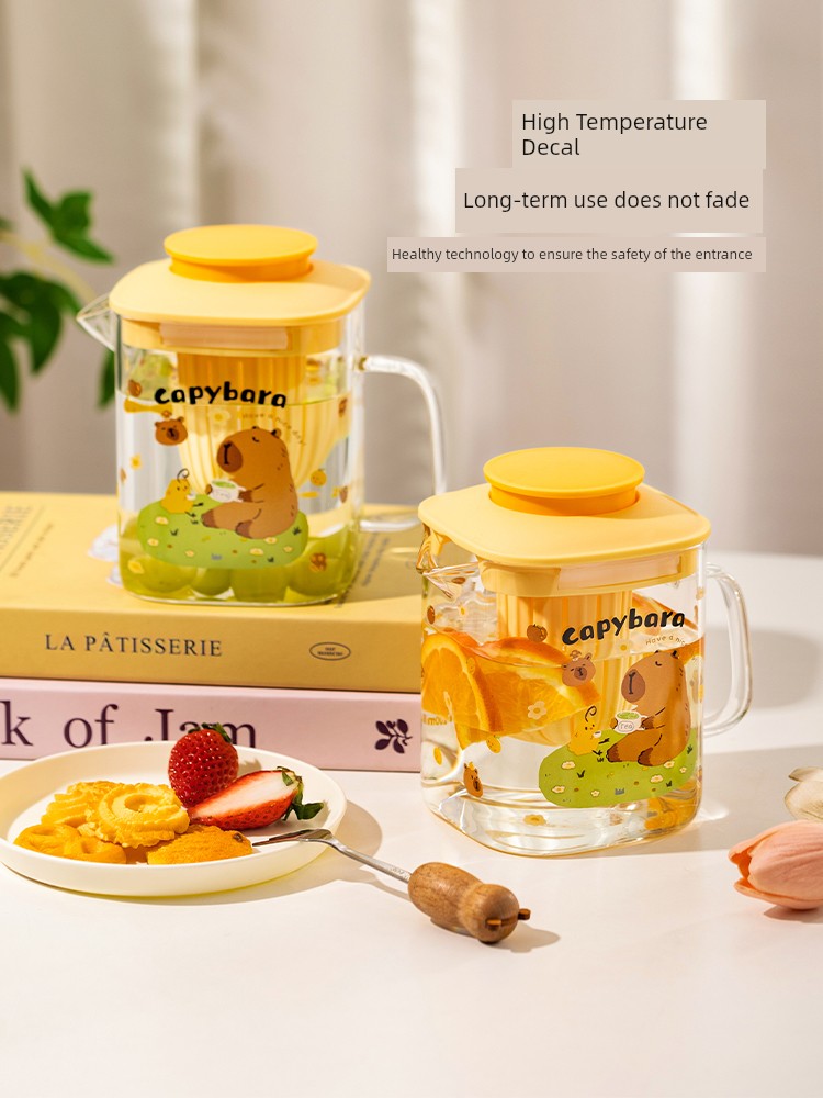 Modern Housewife Capibara Teapot Set High Temperature Resistant For Home Glass Cold Water Bottle Cold Water Cup Small Teacup