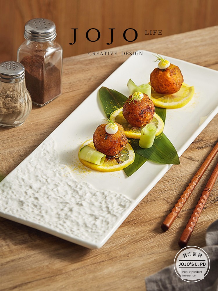 Jojo's L. Pd. Anthem. Western Food Plate Rock Pattern Rectangular Plate Accessible Luxury Fancy White | Song