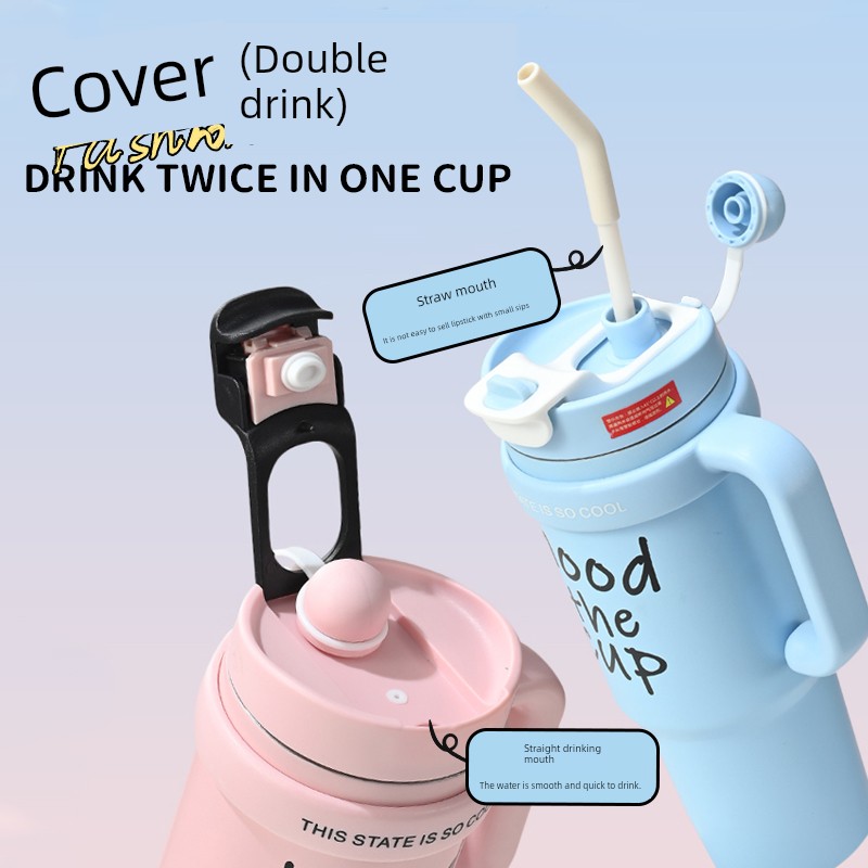 Jie'an Xi Giant Vacuum Cup Large Capacity Cup with Straw Children New Arrival 2024 Large Ice Cup Water Kettle Student Water Cup