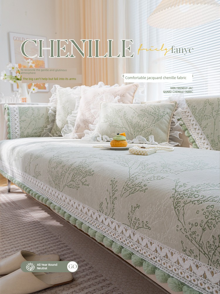 New Arrival Chenille Sofa Cushion All Year Round Neutral Pastoral Style Sofa Cover Non-Slip Universal Neutral Sofa Cover Cloth Fancy