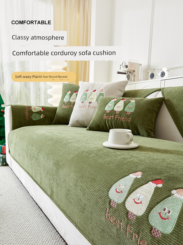 New Cartoon Sofa Cushion Cloth 2025 All Year Round Neutral Straight Row Non Slip Leather Sofa Modern Minimalist Cushion Cover Cloth