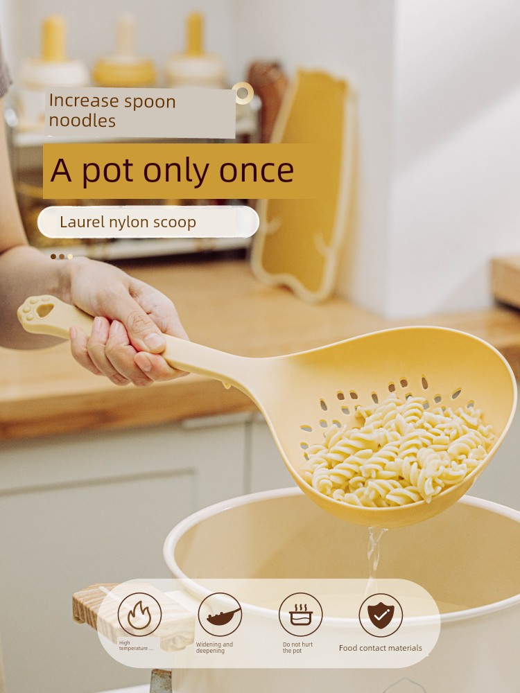 [Member Early Bird Price] Tree Can Be Laurel Nylon Strainer Spoon Large For Home Kitchen Pasta Spoon High Temperature Resistant Big Strainer