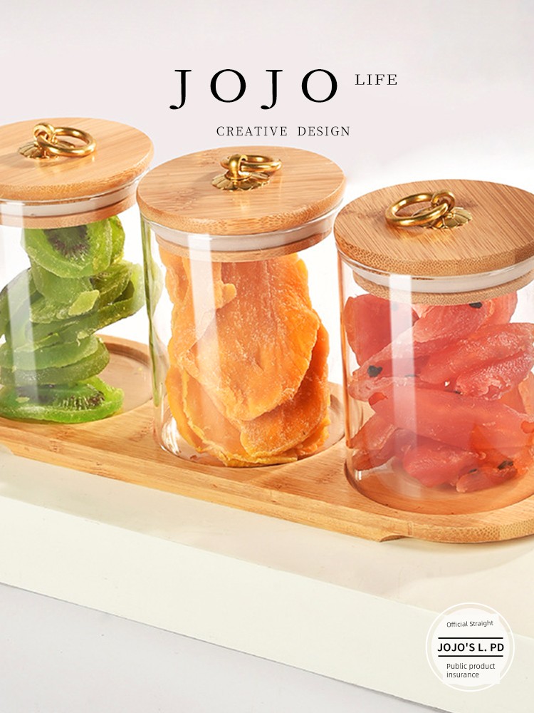 Jojo's L. Pd. before. New Chinese Glass Jar Transparent Small Jar Glass Sealed Can | Top