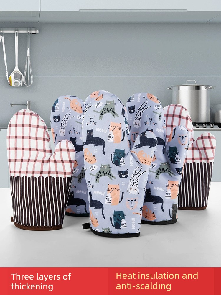 Anti-Hot Gloves Heat Insulation and High Temperature Resistance Thickened Non Slip Microwave Oven Steam Box Kitchen Baking Oven Gloves